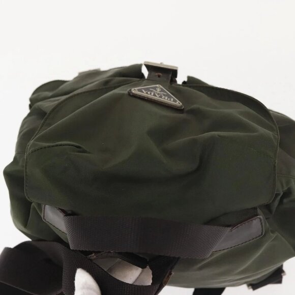PRADA Backpack Nylon Khaki Silver Auth hk3056 - Picture 7 of 16